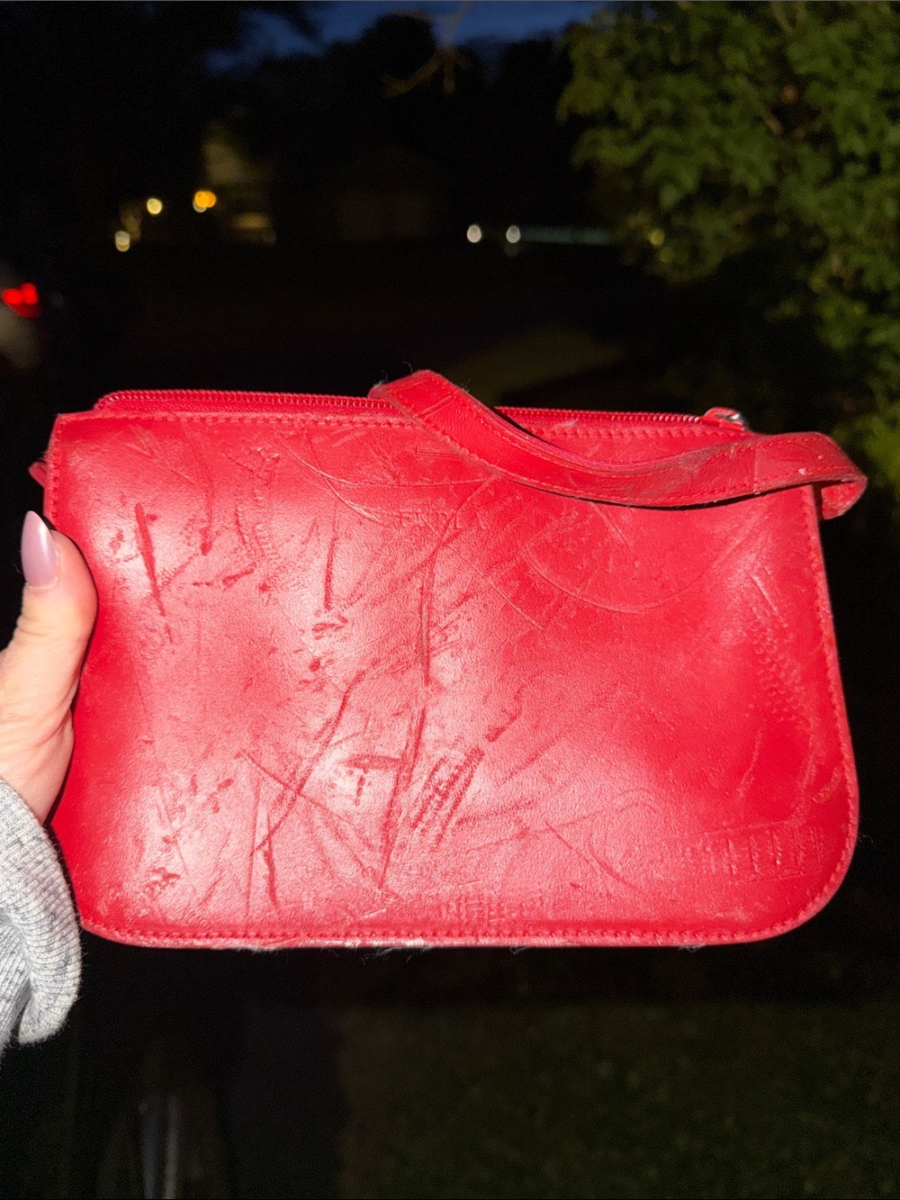 Furla Vintage ~Red Leather Wristlet Clutch ~ Needs love